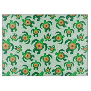 Honu Green Sea Turtles Hibiskus Blume Schneidebrett