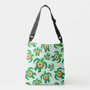 Honu Green Sea Turtles Hibiskus Blume Tragetaschen Mit Langen Trägern