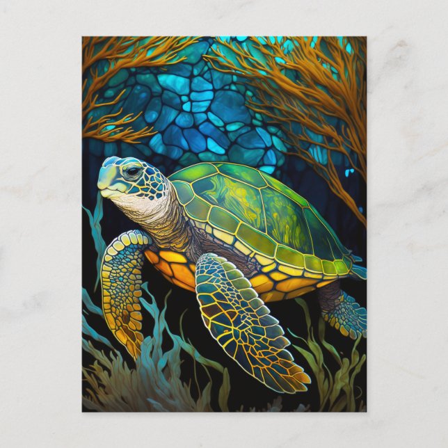 Honu Haven gestettetes Glaswasser Postkarte (Vorderseite)
