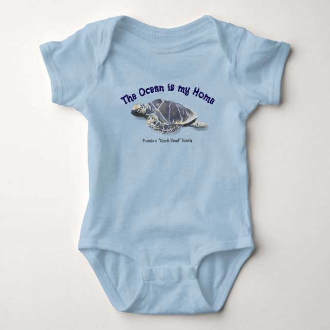 Honu Hawaiian Sea Turtle “Ocean is my Home” Baby Strampler (Vorderseite)