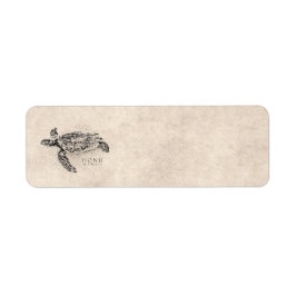 Honu Hawaiian Sea Turtle on Vintag Parchment