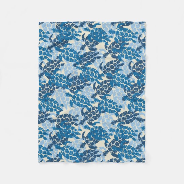 Honu Meeresschildkröte-Hawaiianer-Aloha - Indigo Fleecedecke (Vorderseite)