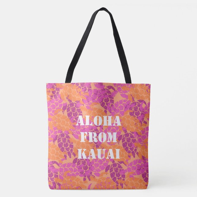 Honu Meeresschildkröte-hawaiische Monogramm-Aloha Tasche (Vorderseite)