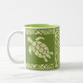 Honu Meeresschildkrötehawaiischer Tapa - Olive Zweifarbige Tasse