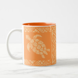 Honu Meeresschildkrötehawaiischer Tapa - Papaya Zweifarbige Tasse