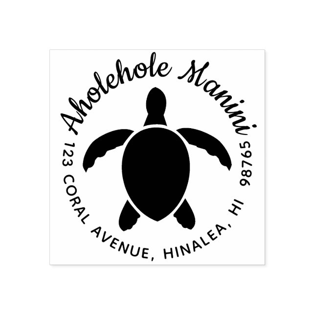 Honu Round Hawaiian Rücksendeadresse Briefmarke ku Gummistempel (Prägung)