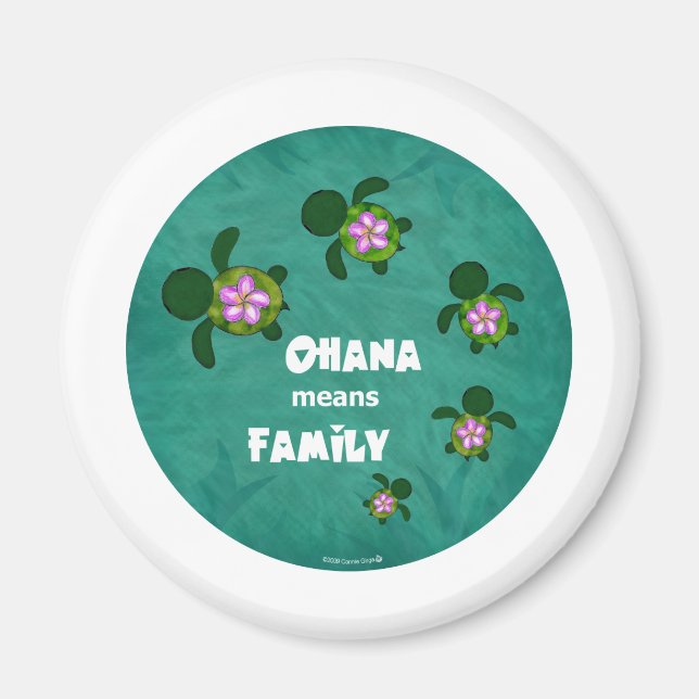 Honu Sea Family_circle Magnet (Vorne)