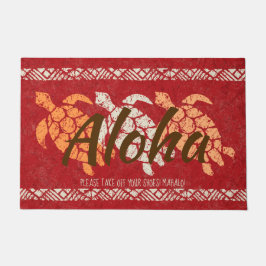 Honu Sea Triple Turtle Hawaiian Tapa Red Fußmatte