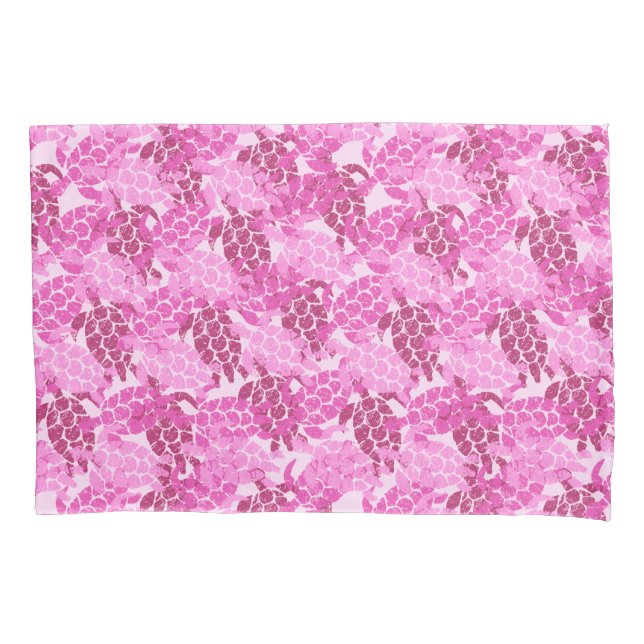 Honu Sea Turtle Hawaiian Aloha Reversible Pink Kissenbezug (Vorderseite)