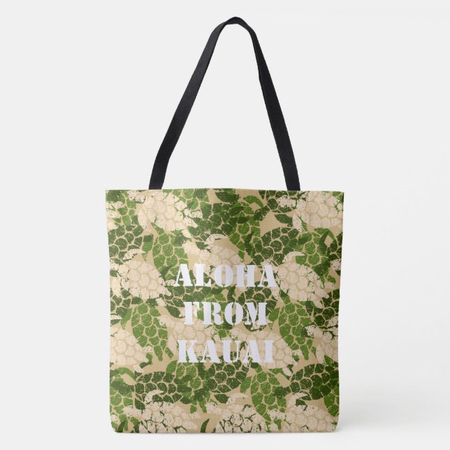 Honu Sea Turtle Hawaiian Monogram Aloha Beach Bag Tasche (Vorderseite)