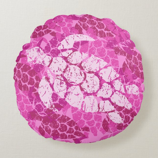 Honu Sea Turtle Hawaiian Reversible Pink Rundes Kissen (Vorderseite)