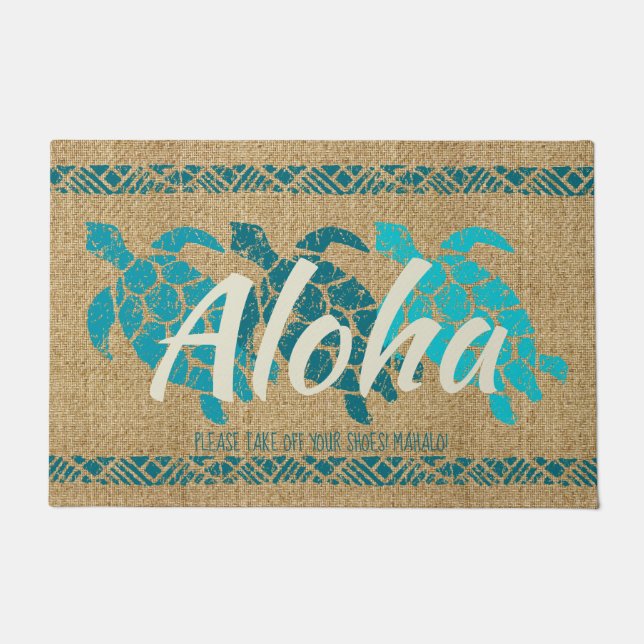 Honu Seedreiergruppen-Schildkrötehawaiischer Tapa Fußmatte (Vorderseite)