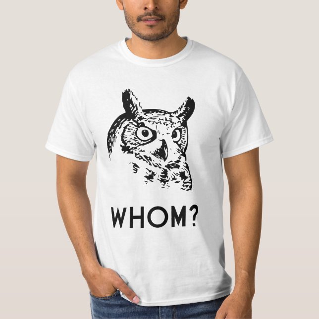 Hoo der wem Grammatik-Eule T-Shirt (Vorderseite)