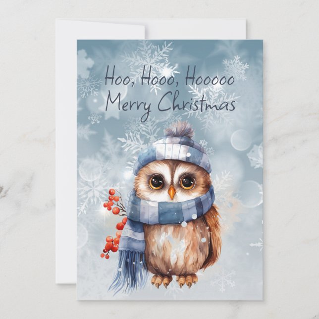 Hoo Hoo Little Owl Frohe Weihnachten Karte (Vorderseite)