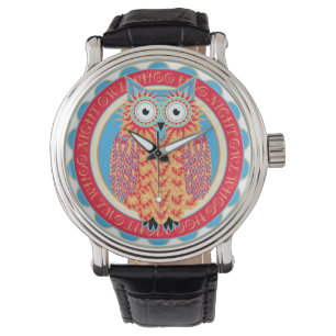 Hoo Hoo niedliche kleine Eule, die in den hellen Armbanduhr