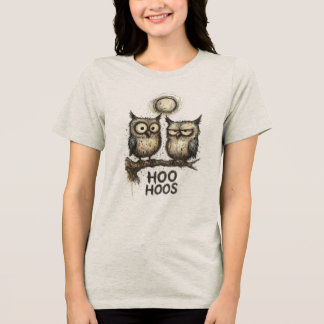 HOO HOOS Grunge-Eulen-Illustration – skizzenhafte Tri-Blend Shirt
