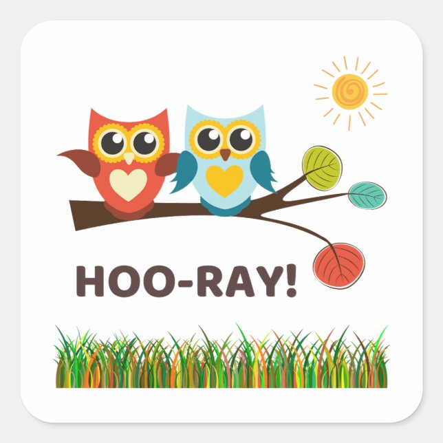 Hoo-Ray Pun Square Sticker (Vorderseite)