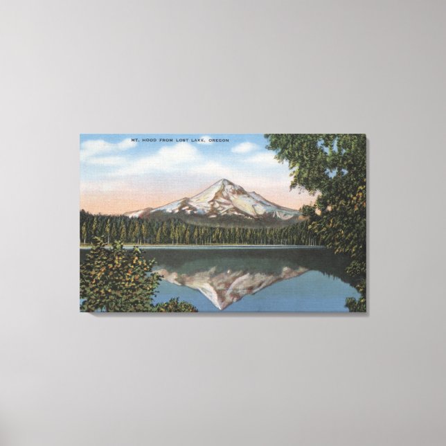 Hood, Oregon - Aussicht auf den Berg von Lost 2 Leinwanddruck (Vorderseite)