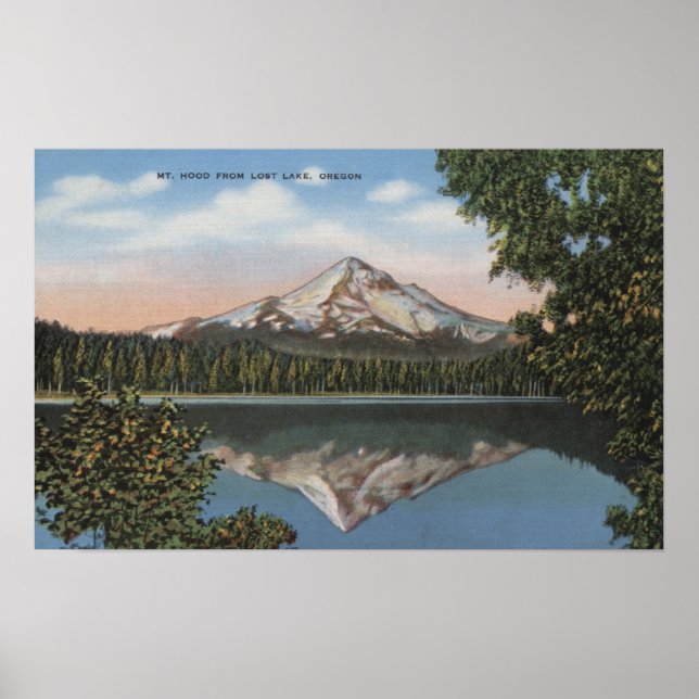 Hood, Oregon - Aussicht auf den Berg von Lost 2 Poster (Vorne)