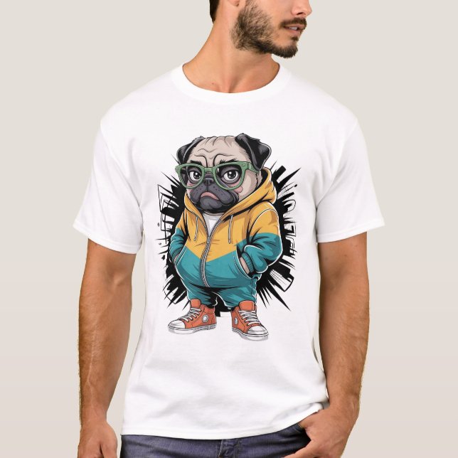 Hood Pug T-Shirt (Vorderseite)