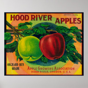 Hood River Apple Kiste LabelHood Fluss ODER Poster