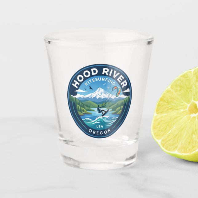 Hood River USA Schnapsglas (Vorderseite)