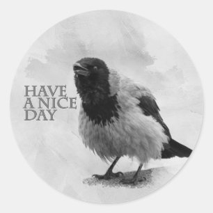 Hooded Crow Runder Aufkleber