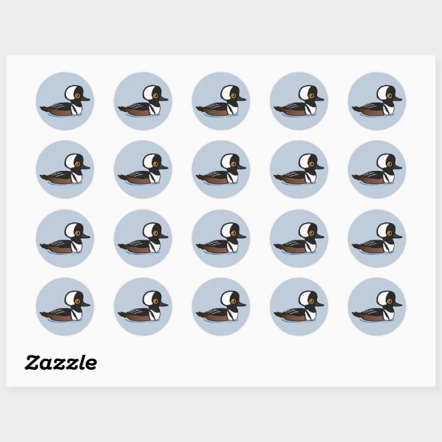 Hooded Merganser Runder Aufkleber (Blatt)