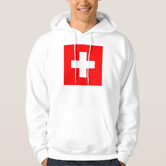 Hooded Sweatshirt mit Fahne in der Schweiz (Vorderseite)