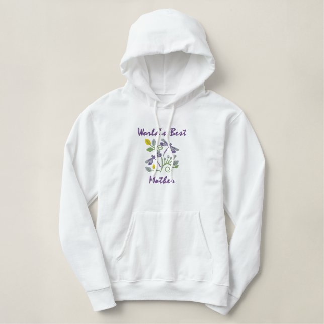 Hoodie, die beste Mutter der Welt Bestickter Hoodie (Design vorne)