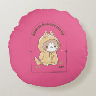 Hoodie Pawsitivity Rundes Kissen