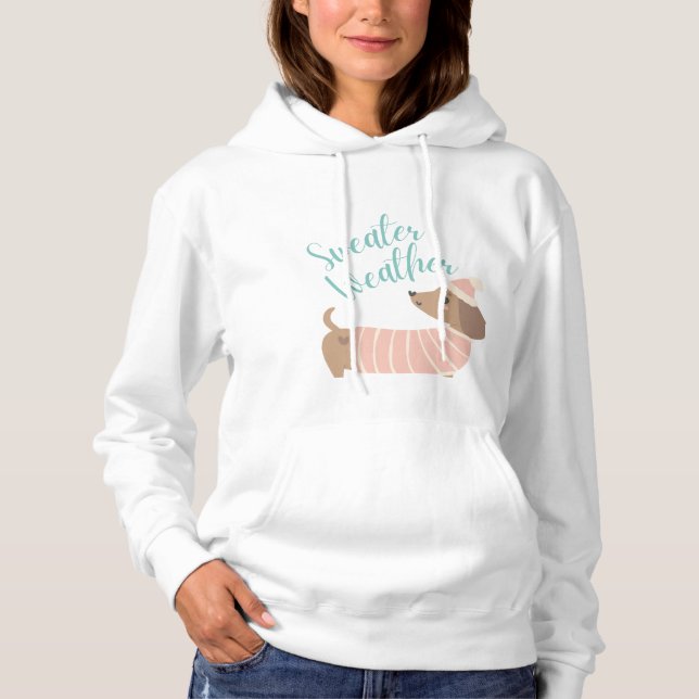 Hoodie Sweater Weather mit niedlicher Dackel (Vorderseite)