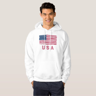 Hoodie (Vintag Look US Flag) (Red Text)