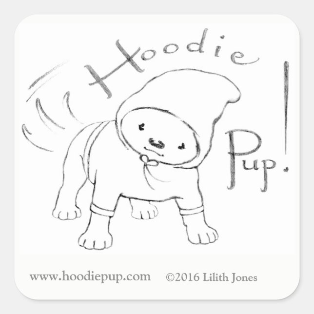 HoodiePup Stickers! Quadratischer Aufkleber (Vorderseite)
