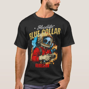 HoodLife Skeleton Welder mit Flammen und Ketten T-Shirt