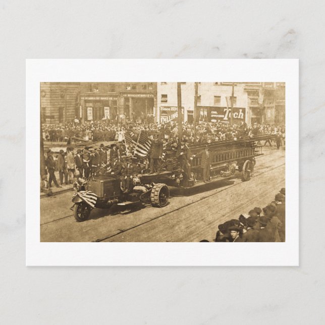 Hook and Ladder on Parade - Vinatge Postkarte (Vorderseite)