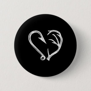 Hook Antler Heart Liebe Fischfang Jagd Hirsche H Button