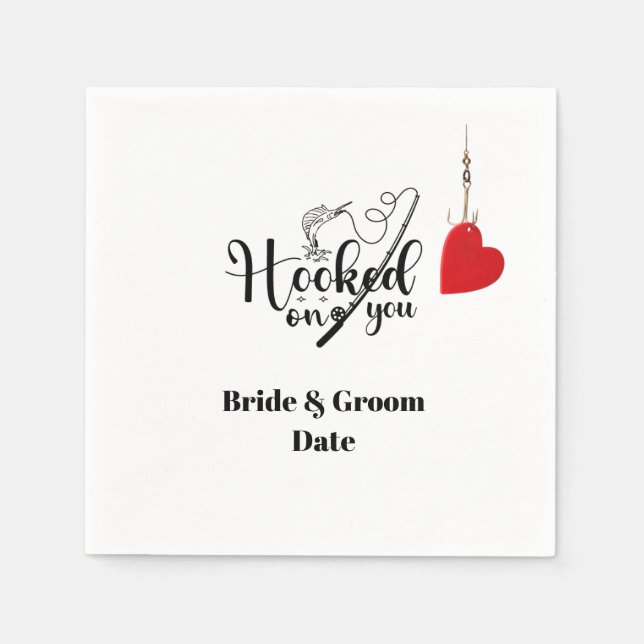 Hook dich für das Angeln mit Liebe Hochzeit Serviette (Vorderseite)
