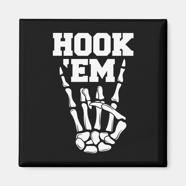 Hook em Skeleton Horns Halloween 2 Magnet (Vorne)