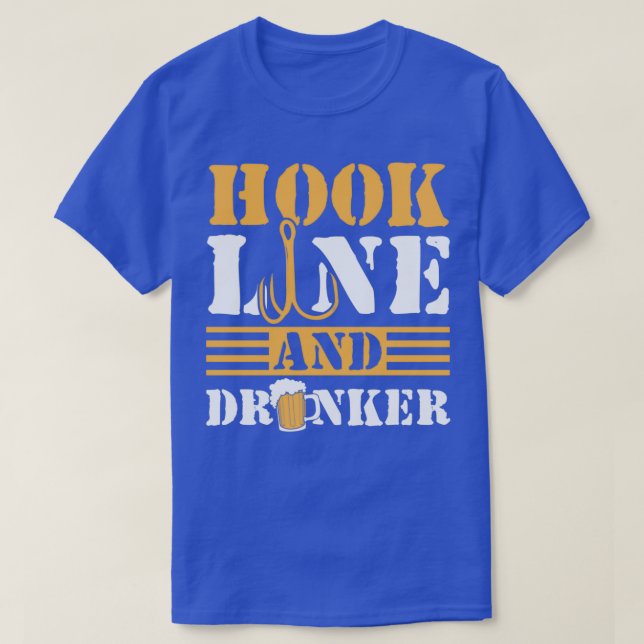 Hook Line and Drinker Funny Vater Angeln Ge T-Shirt (Design vorne)