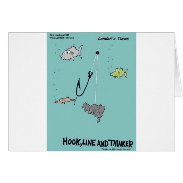 Hook Line & Thinker Funny Gaben T-Shirts & Karten (Vorderseite (Horizontal))