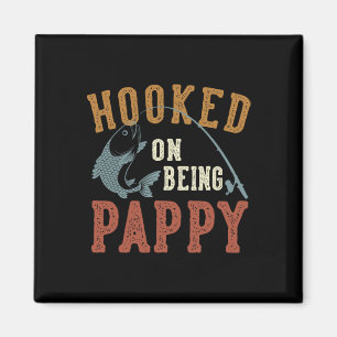 Hooked on be Pappy Vatertag Fishing Pappy Magnet