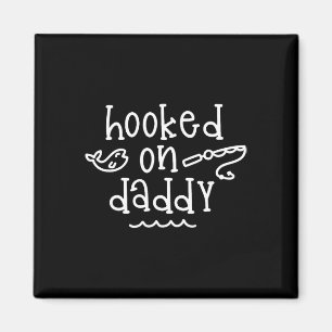 Hooked on Daddy Funny Fishing Vatertag Fischer Magnet