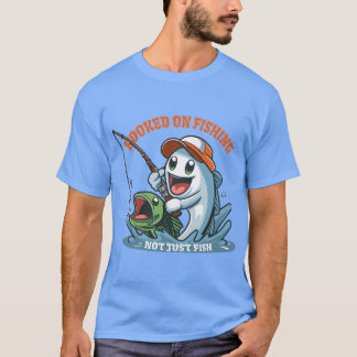 Hooked on Fishing Cartoon T-Shirt