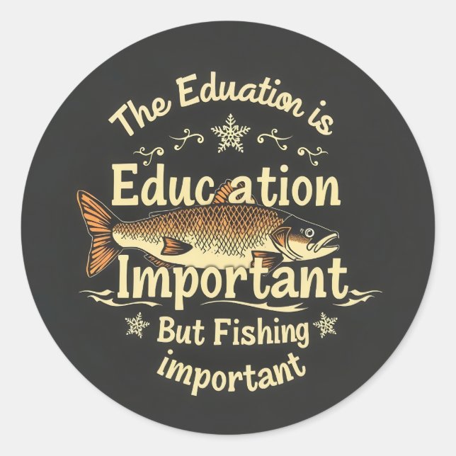 Hooked on Learning: Fishing vs. Education Runder Aufkleber (Vorderseite)