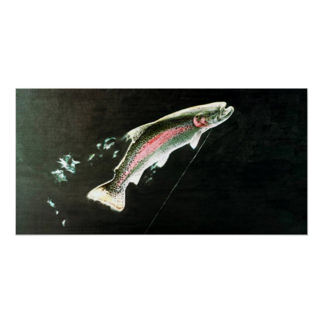 Hooked Rainbow Trout Jumping Poster (Vorderseite)