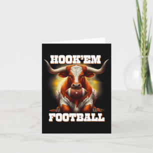 Hook'em Staat von Texas Fußball mit Haar und Horn Karte