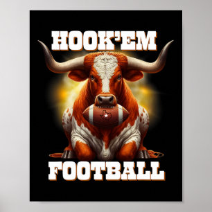 Hook'em State Of Texas Football Mit Haar Und Horn Poster