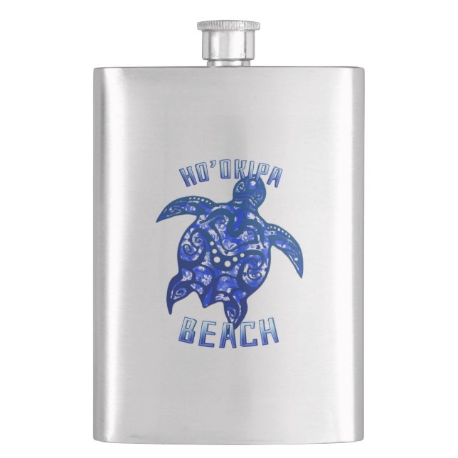 Ho'okipa Beach Hawaii Urlaub Tribal Turtle Flachmann (Vorderseite)