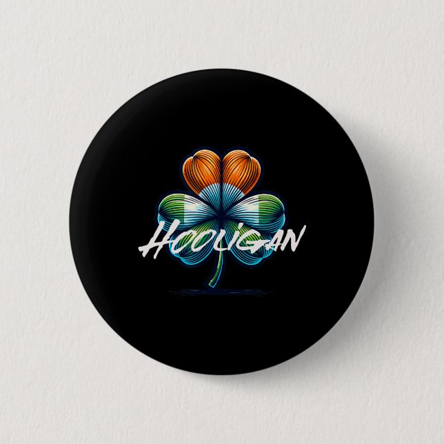 Hooligan St Patricks Day Irische Flagge  Button (Vorderseite)